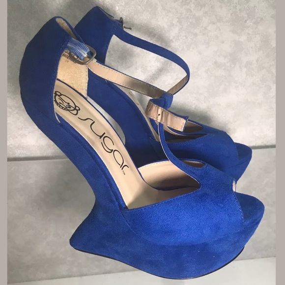 Sugar Shoes - Sugar ginger new platform blue suede shoes as 8 Sugar Shoes - Sugar ginger new platform blue suede shoes as 8